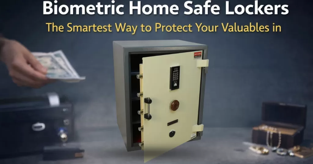 Biometric home safe locker with fingerprint scanner and digital keypad for home security